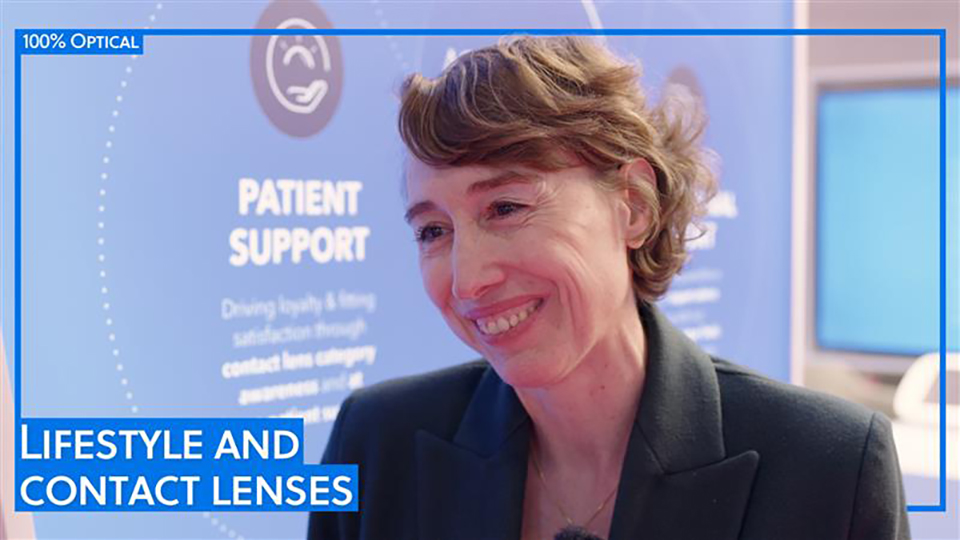 Mathilde smiles mid-interview on the JJV stand at 100% Optical