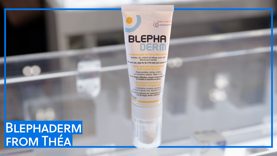 A close up of a product with the name Blephaderm
