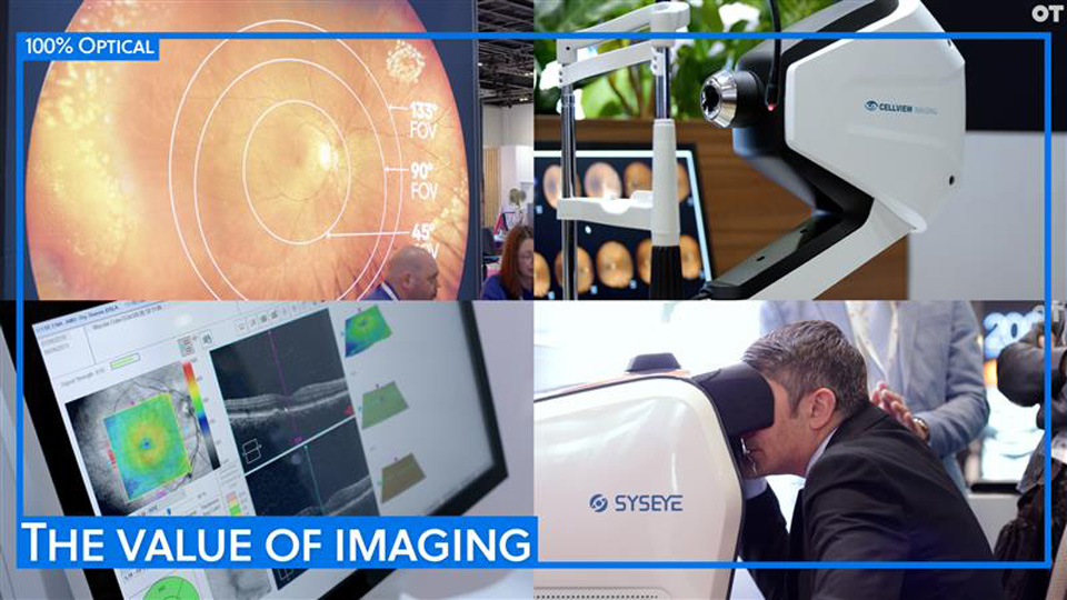 A collage of imaging equipment from four interviews at 100% Optical