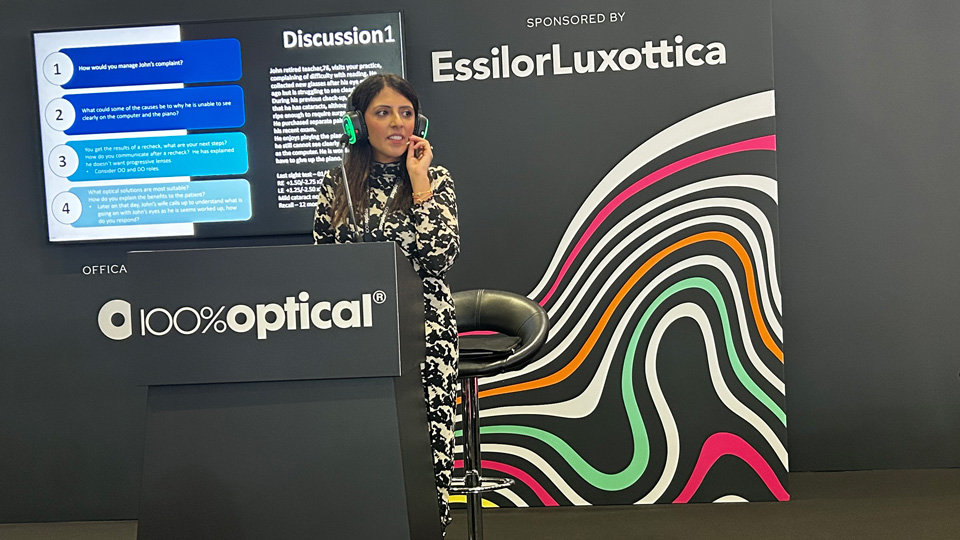 Priya Kakkad in the Optical Academy at 100% Optical delivering her CPD session