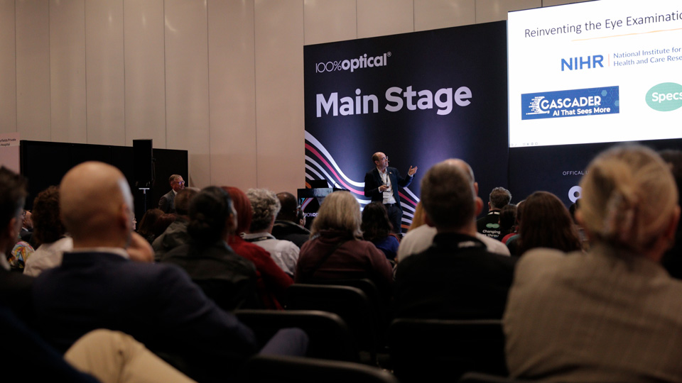 A view of the Main Stage of 100% Optical from the crowd