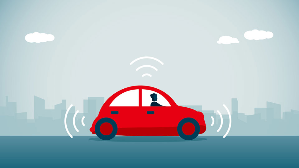 Illustration of a person driving a car