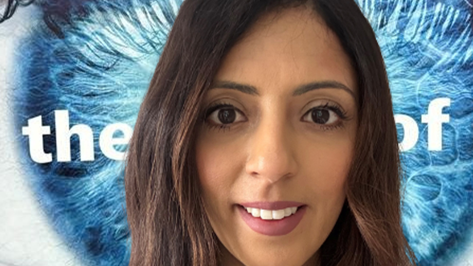 Close up of Priya on a Zeiss background