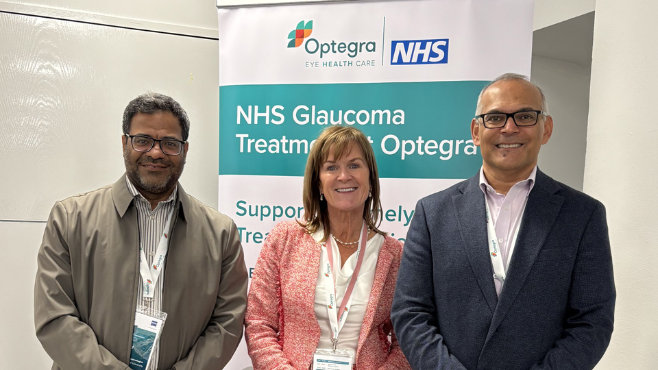 Professor Clare O’Donnell pictured with two Optegra surgeons