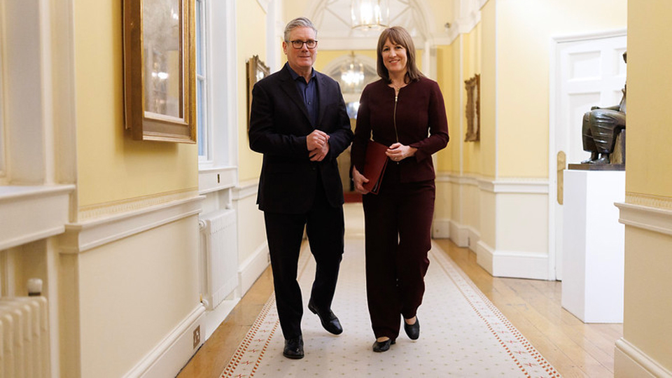 Chancellor Rachel Reeves with Prime Minister Sir Keir Starmer at 10 Downing Street on 24 November 2024