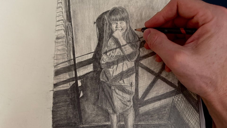 Pencil sketch of Andrew’s daughter