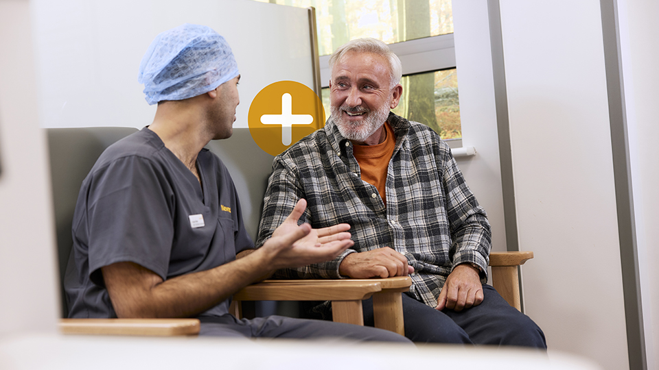 Newmedica hero image showing ECP and patient in a waiting room