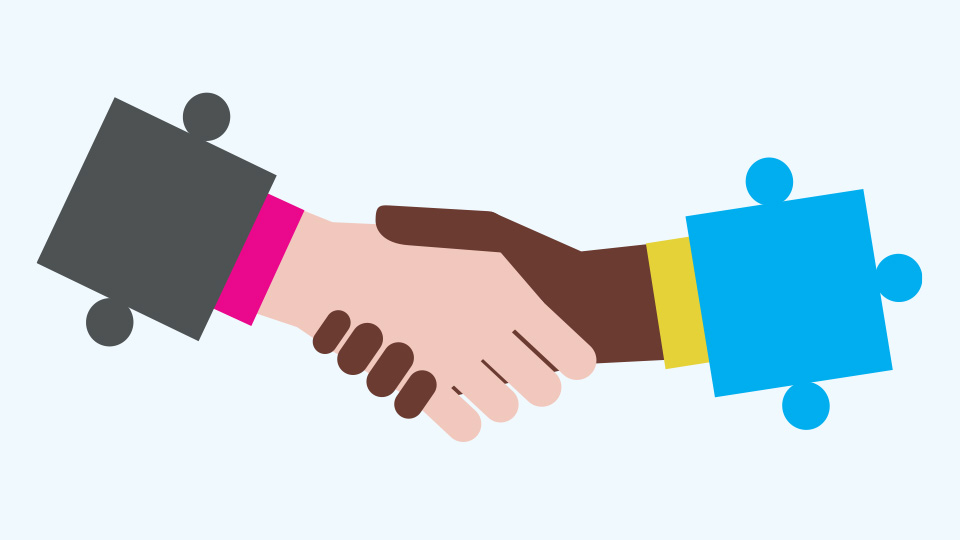 An illustration of a handshake