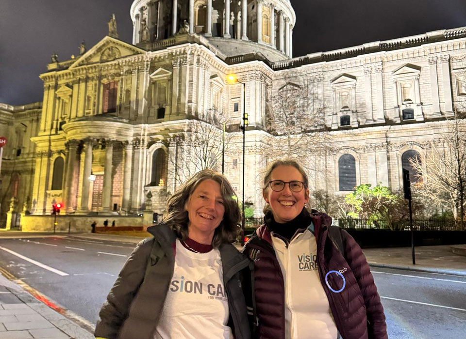 Alison Gordon, community and corporate fundraiser at VCHP, with trustee and founder Elaine Styles outside St Martin in-the-Fields Church
