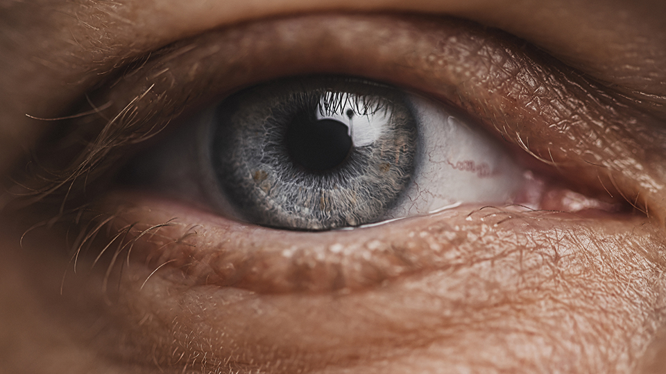 A close up of a man’s eye