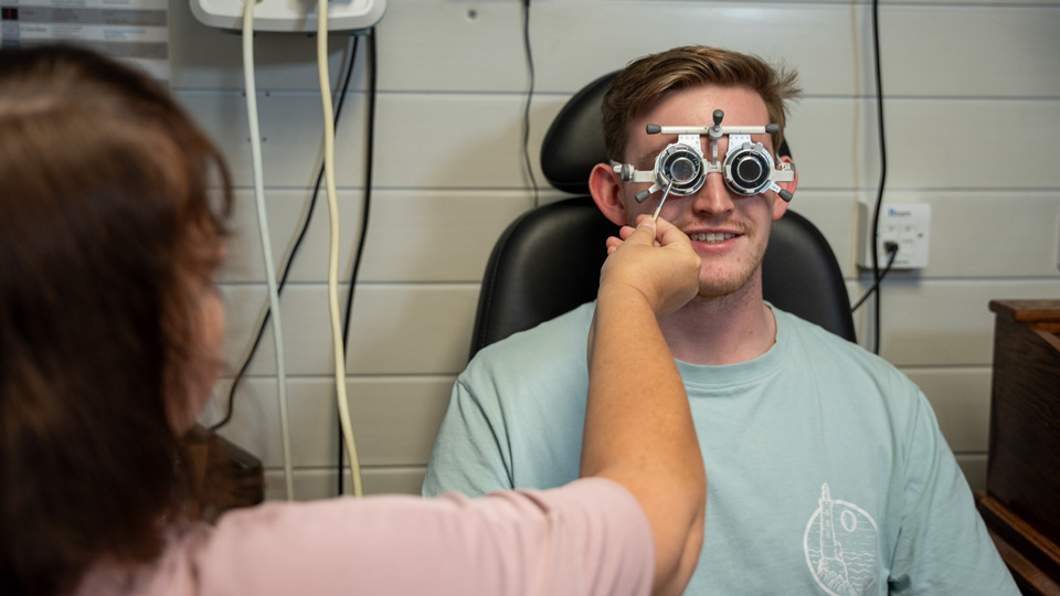 Sight test being performed