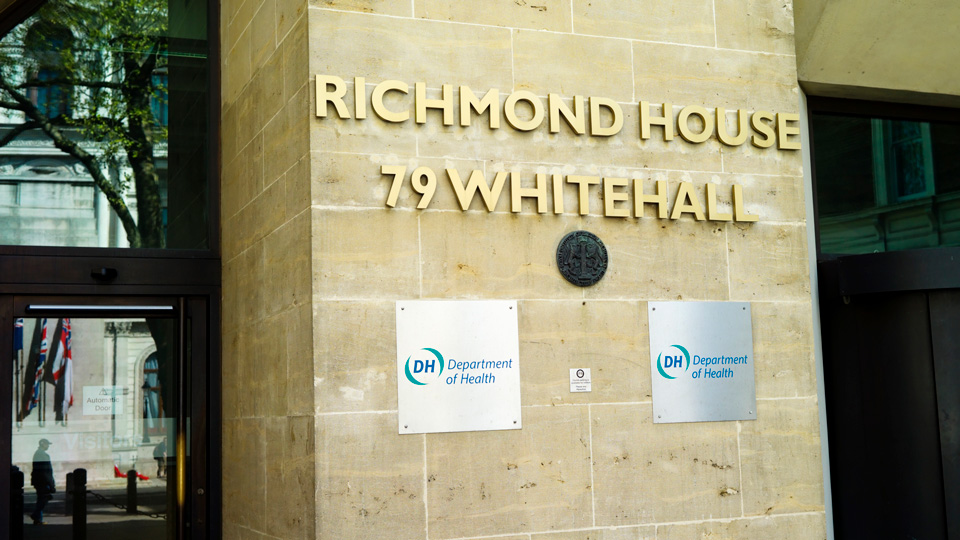 Exterior of the Department of Health and Social Care on Whitehall, Central London