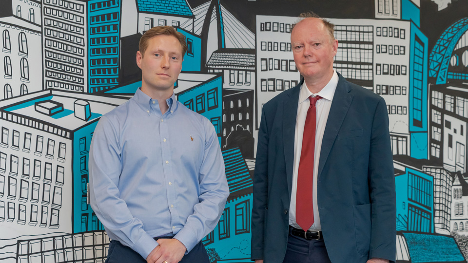 Matt Campbell of the University of Sunderland with Chris Whitty Chief Medical Officer for England