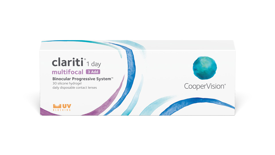 A packshot of the clariti 1 day multifocal contact lenses