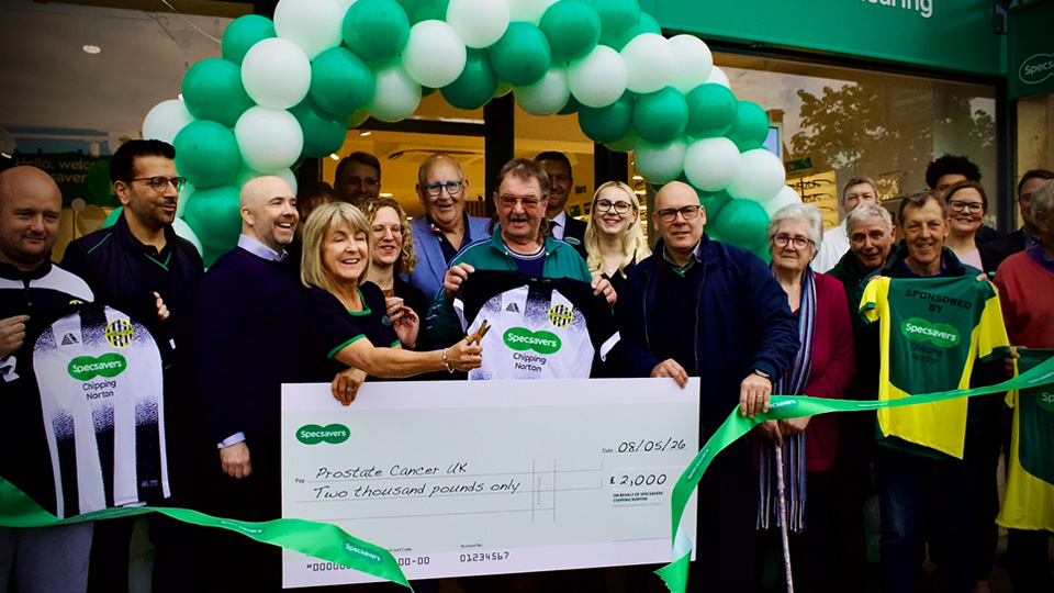 Specsavers staff at Chipping Norton practice opening with Gerald Cooper