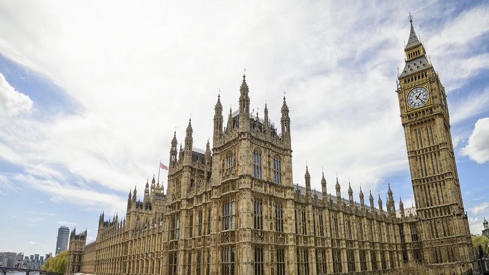 Exterior of Houses of Parliament from the river