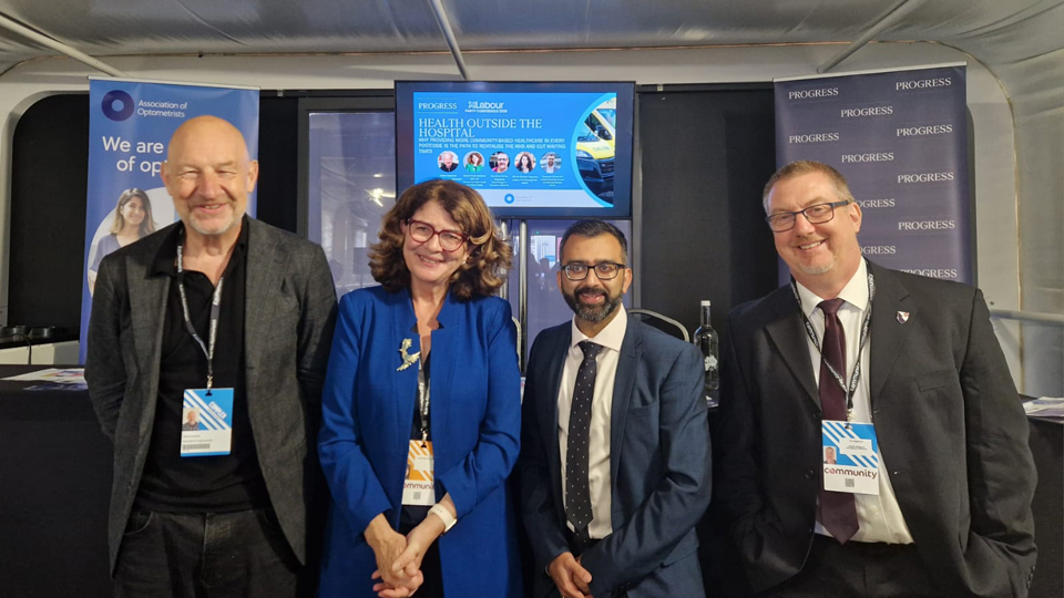 Adam Sampson, Dame Diana Johnson, Krupesh Hirani, and Ian Higginson standing in a line after the panel
