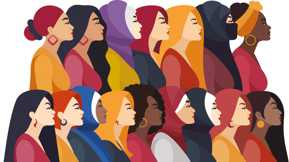 Illustration of profile of women in profile