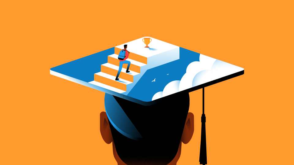 Illustration of a student wearing a graduation cap