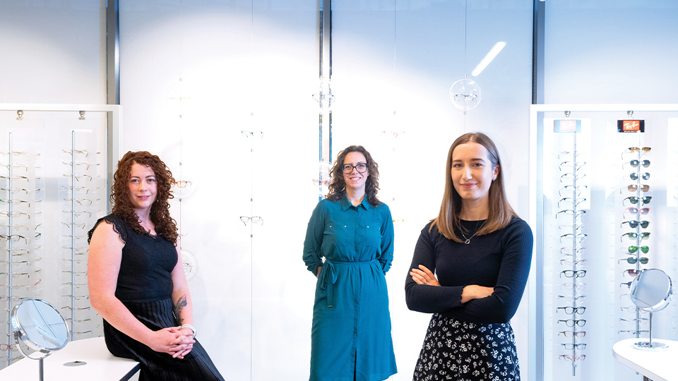 From left, Dr Stephanie Kearney, Dr Mhairi Day and Emma Dow at Glasgow Caledonian University