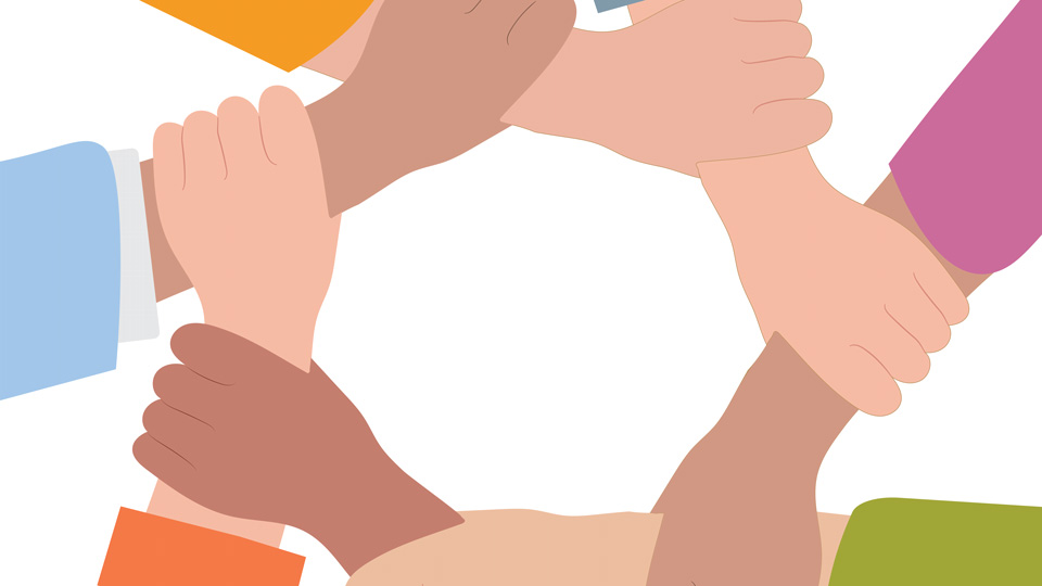 Illustration of hands holding hands 