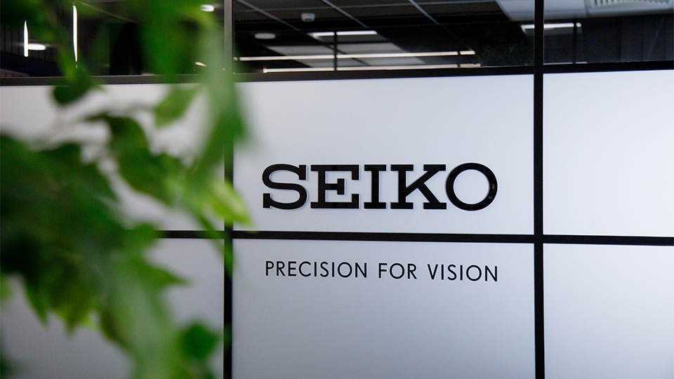 A large sign with the Seiko branding