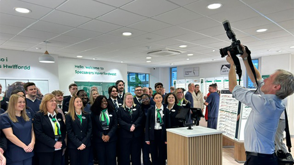 The Specsavers team having their picture taken 