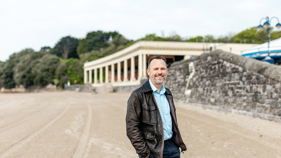 Dr Adrian Jones at Barry Island beach