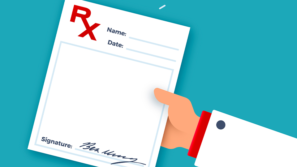Image showing a prescribing chart on a blue background