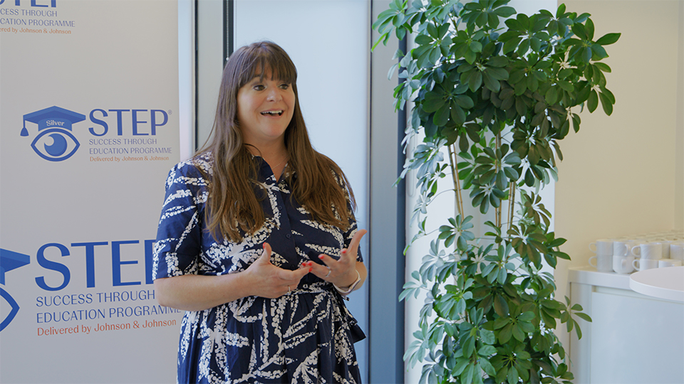 Robyn Marsden, from Johnson & Johnson, presents at the preview relaunching the STEP programme