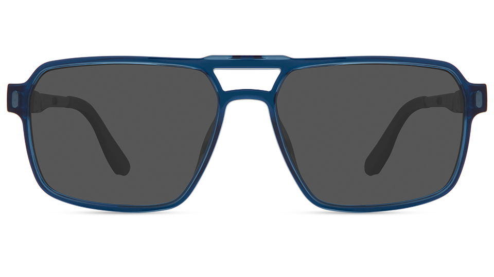 A thin lightweight aviator frame in a deep blue