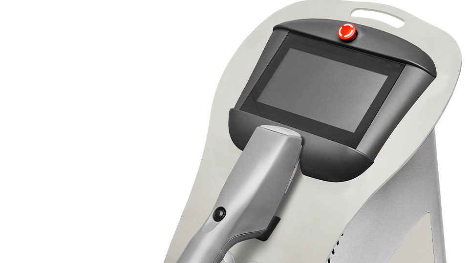 A white device used for applying intense pulsed light therapy for dry eye