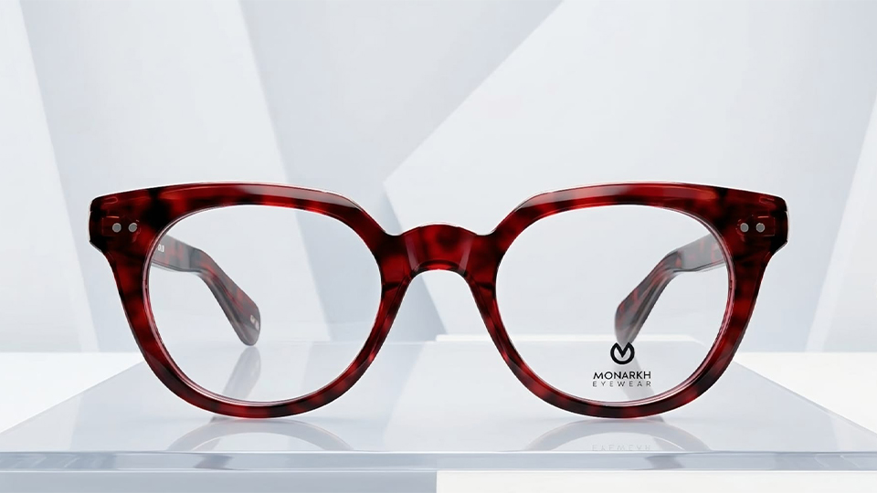 A dappled dark red frame facing forwards