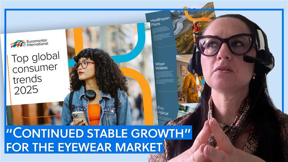 Natasha, wearing headphones and a mic, is mid-conversation and looks deep in thought. Edited to her left is the front cover of the Global consumer trends report and a selection of the pages within