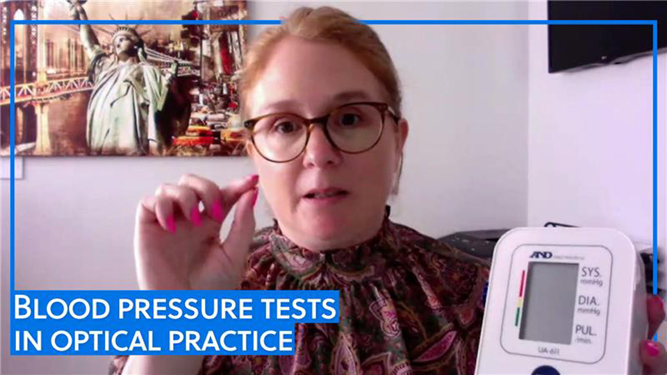 Julia Maiden holds a blood pressure monitor