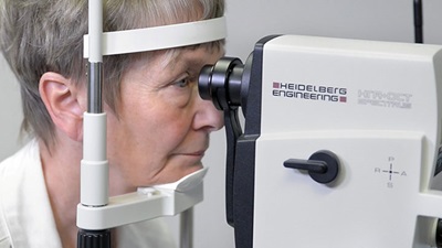 Lady having a sight test