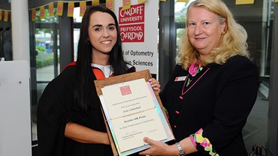 Second year Cardiff University undergraduate, Josie Carmichael, receiving her award