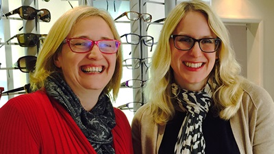 Eyespace competition winner Sarah Bonting (left) with Eyespace regional sales manager, Catherine Bartlett (right)