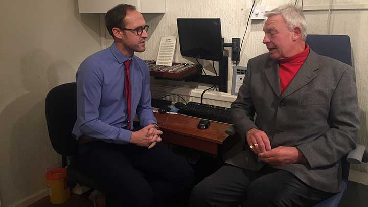 Observatory the Opticians optometrist, Will Norman, and his 67-year-old patient, Ralf McMurray