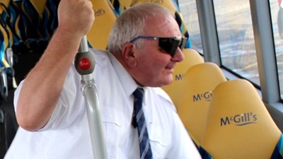 A man on a bus