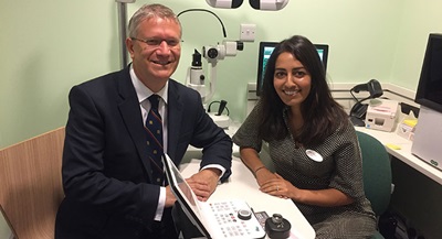 Conservative MP, Andrew Rosindell, at Specsavers Romford