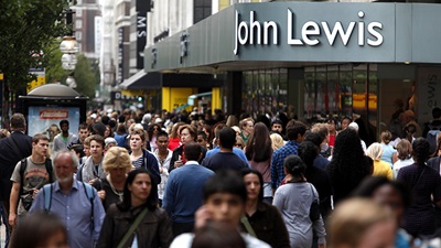 Shoppers outside a John Lewis department store