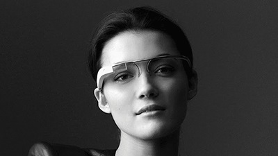 Woman wears smart glasses