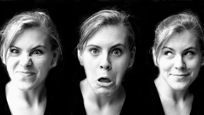 A women displaying different facial expressions