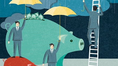 Saving money for a rainy day illustration