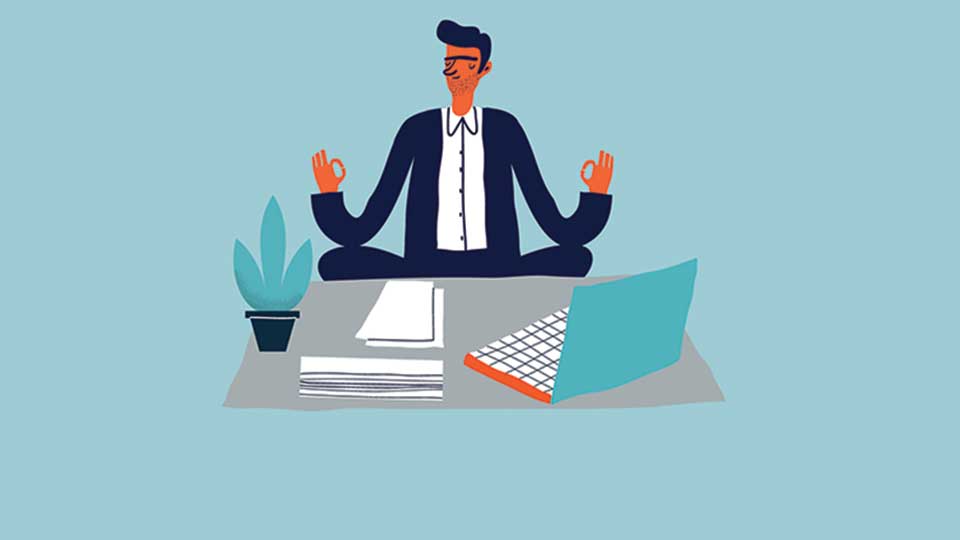 Meditating worker 