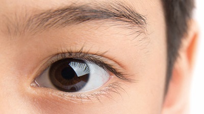 Childs brown eye close up