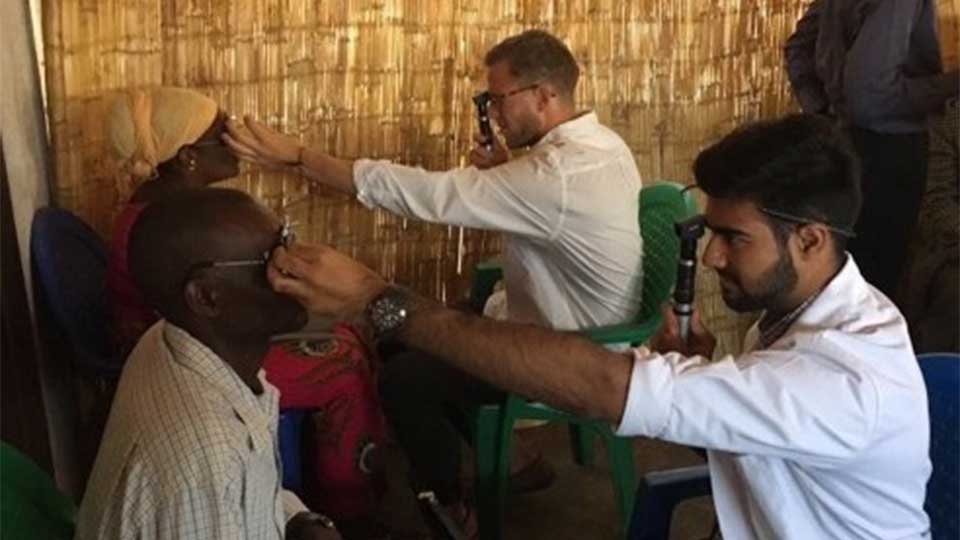 Optometry students providing eye care in Malawi