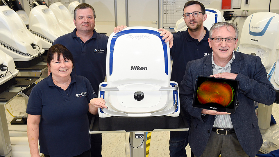 Optos staff with the California device