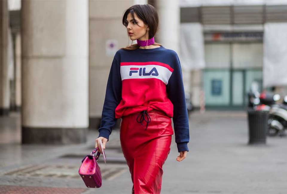 Model wearing Fila